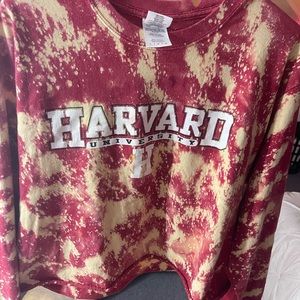 Harvard tie dye bleach long sleeve crop top